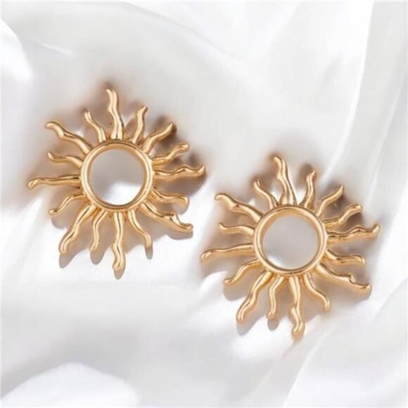 18K Gold-Plated Sun Earrings - Picture 2 of 6